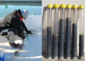  Sampling of marine sediment in the Sečovlje Saltworks (photo: N. Glavaš)