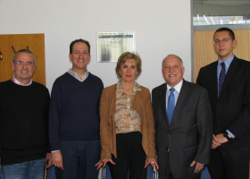  Visit of the Ambassador of Brazil, 9. 5. 2013. From the left: Prof. Dr. Andrej Čokl, Dr. Raúl Alberto Laumann (Embrapa), Prof. Dr. prof. dr. Tamara Lah Turnšek (Director NIB), His Excellency Mr. Gilberto Fonseca Guimarães de Moura (Ambassador of Brazil) and Mr. Andre Makarenko (Secretary at the Brazilian Embassy). (Photo: H. Končar) 